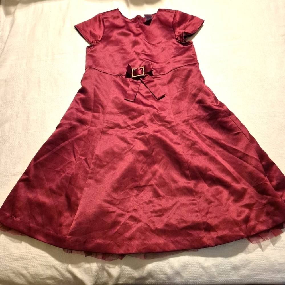 Gymboree girls size 9 Vintage maroon Prim and Proper silky holiday party dress